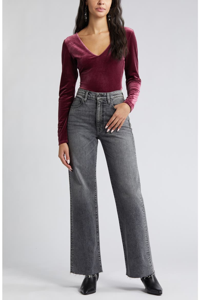 Velvet Bodysuit, Alternate, color, BURGUNDY LONDON