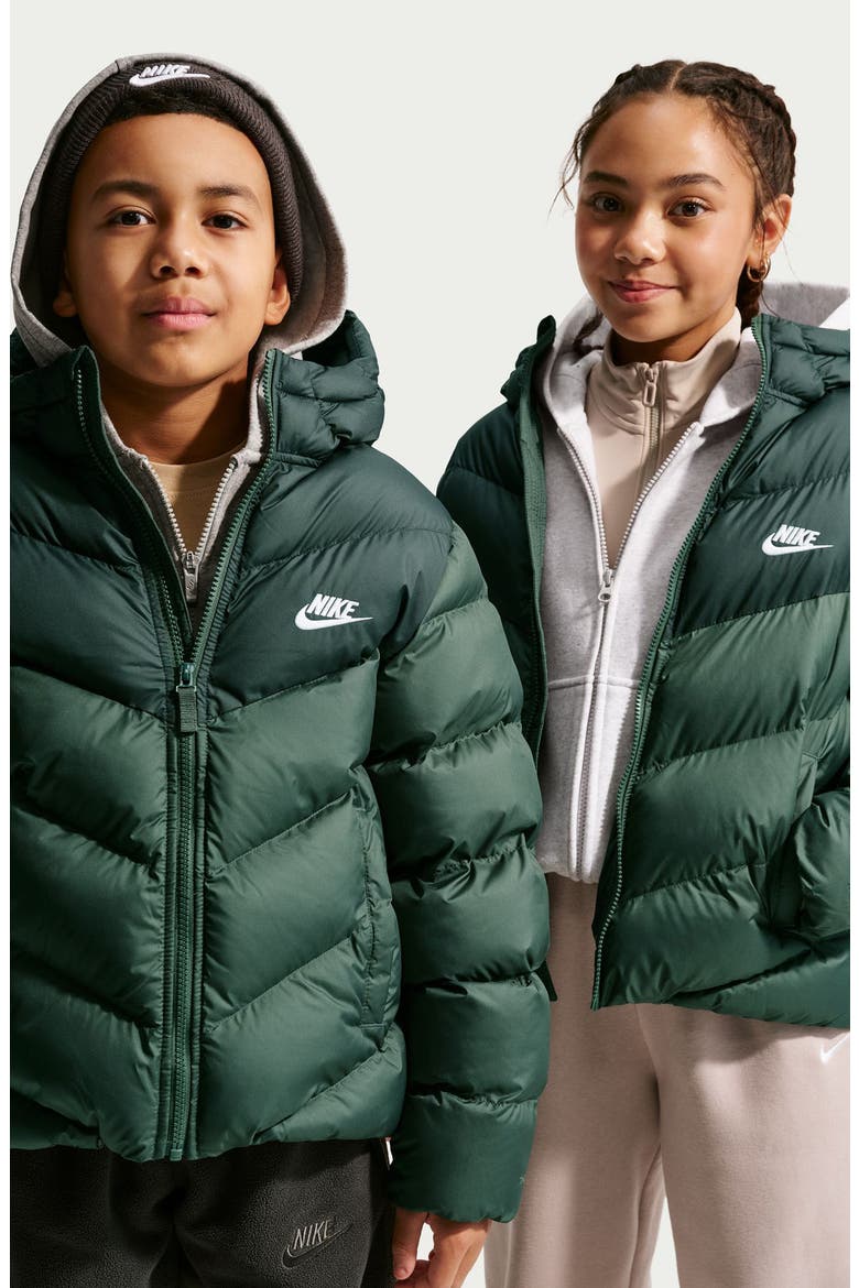 Kids' Sportswear Therma-FIT Water Repellent Loose Fit Puffer Jacket, Alternate, color, CAMO GREEN/ BLACK SPRUCE
