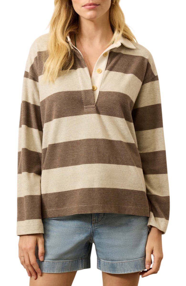Faherty Legend Rugby Stripe Sweater, Main, color, Mocha Rugby