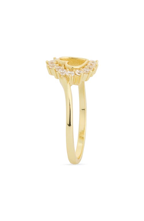 Argento Vivo Halo Cubic Zirconia Heart Slant Ring