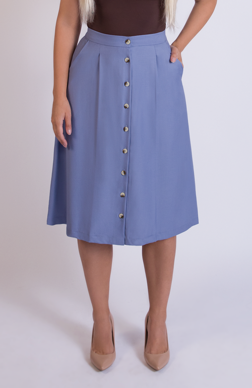 Aam The Label The Wool Midi Skirt In Blue