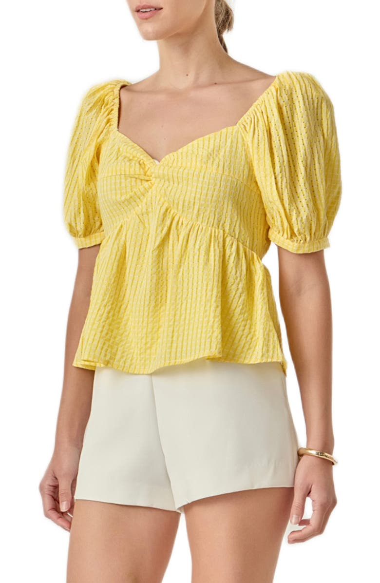 English Factory Puff Sleeve Top, Alternate, color, Yellow