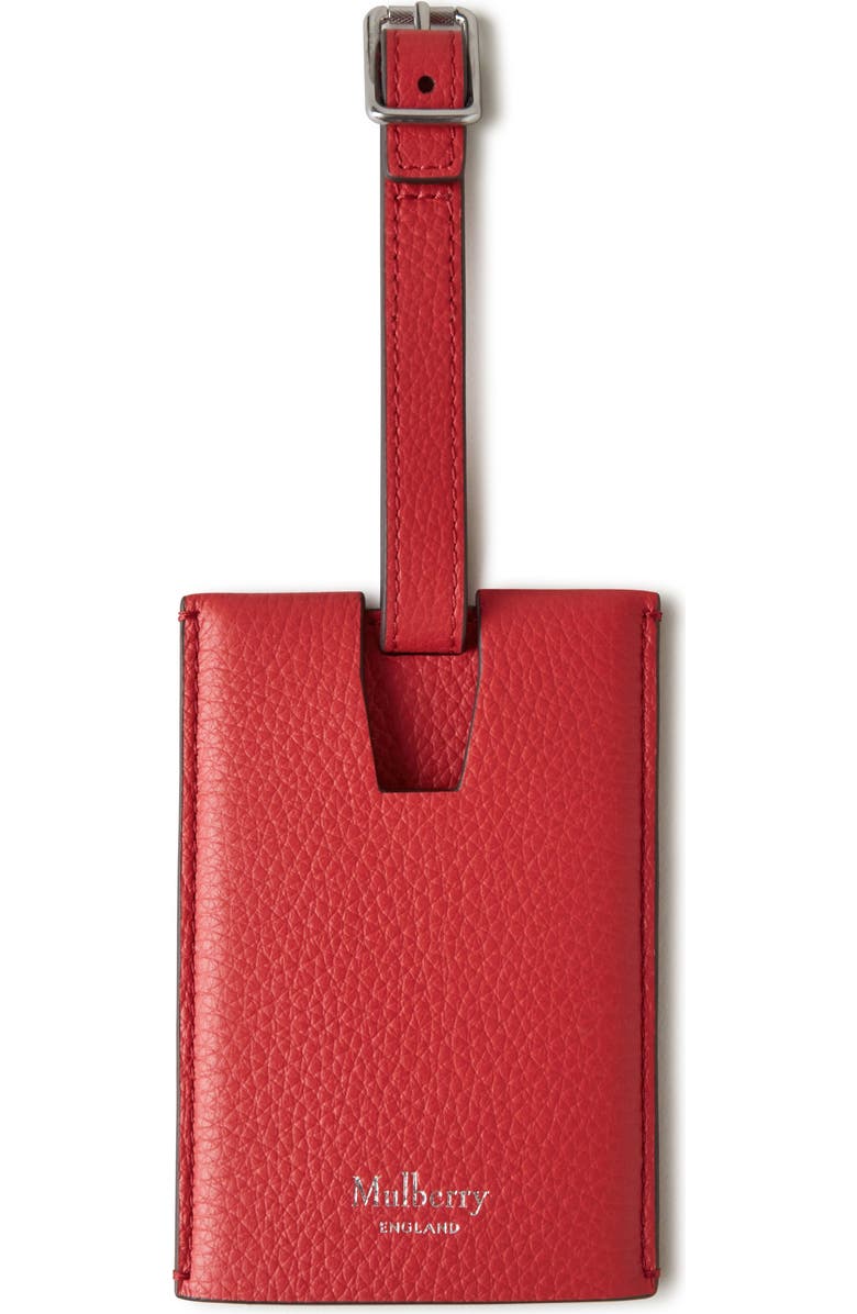 Mulberry Leather Luggage Tag, Main, color,