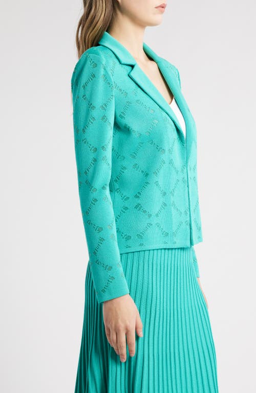 Shop Ming Wang Burnout Knit Jacket In Emerald Awe