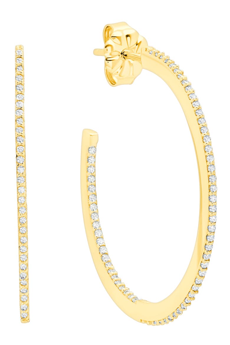 Cubic Zirconia Inside Out Hoop Earrings, Main, color, 18KT YELLOW GOLD