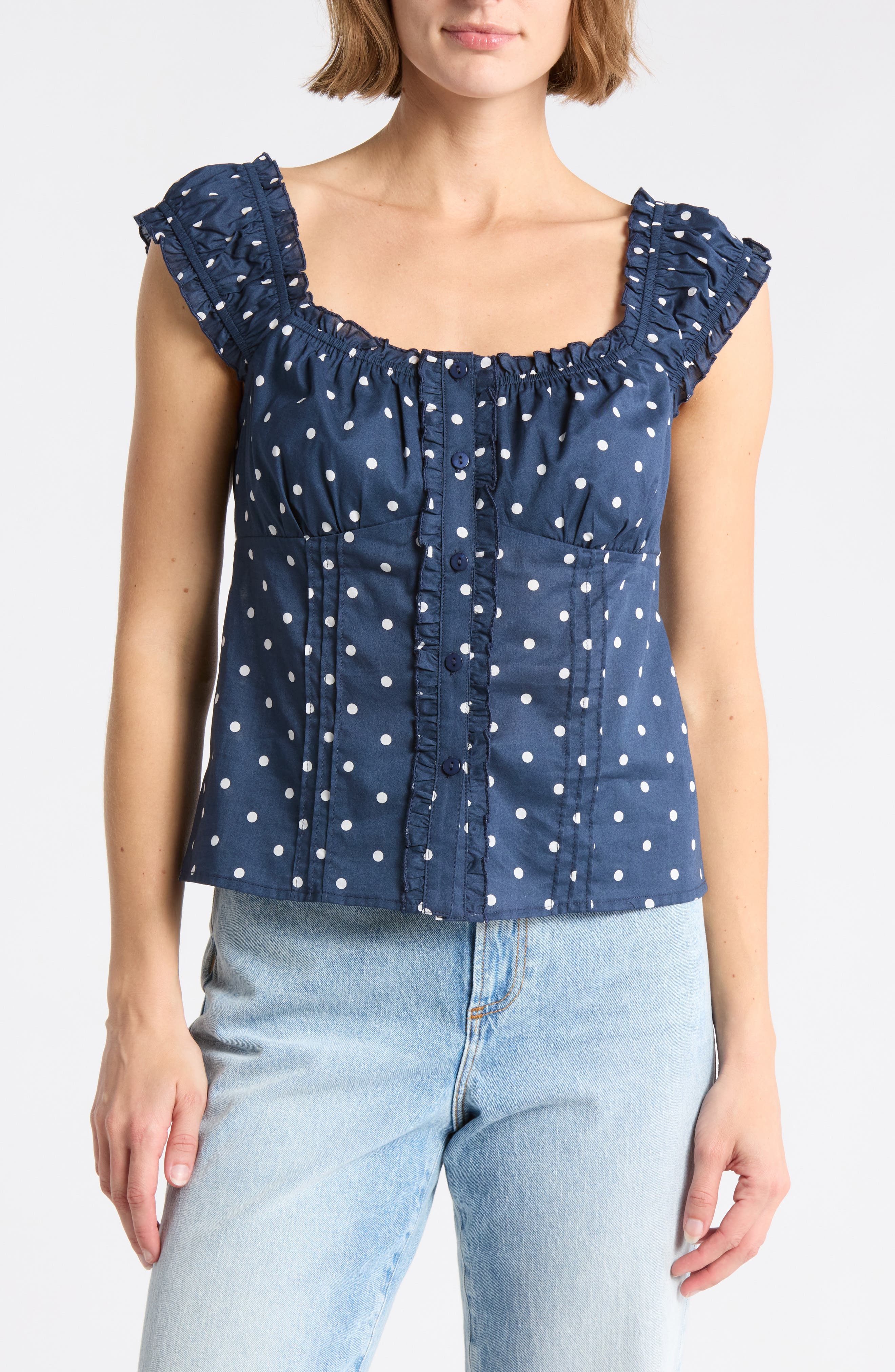 NAVY- WHITE MADISON DOT