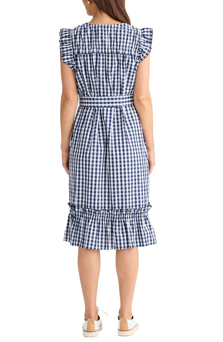 Brave+True Paz Check Print Ruffle Dress, Alternate, color, Navy Gingham