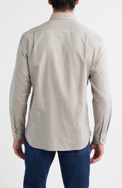 Johnnie-o Augustin Herringbone Cotton Button-up Shirt In Gray