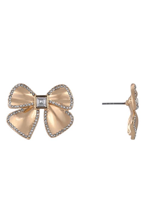 Crystal Bow Stud Earrings