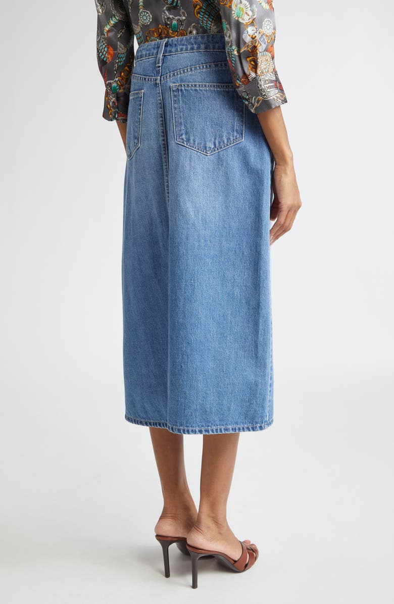 L'AGENCE Kathleen Button Front Midi Denim Skirt, Alternate, color, Bandera