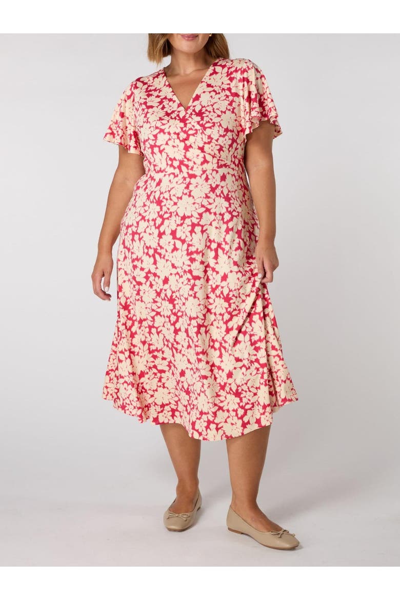 Floral Print Flutter Sleeve Wrap Dress, Alternate, color, Print