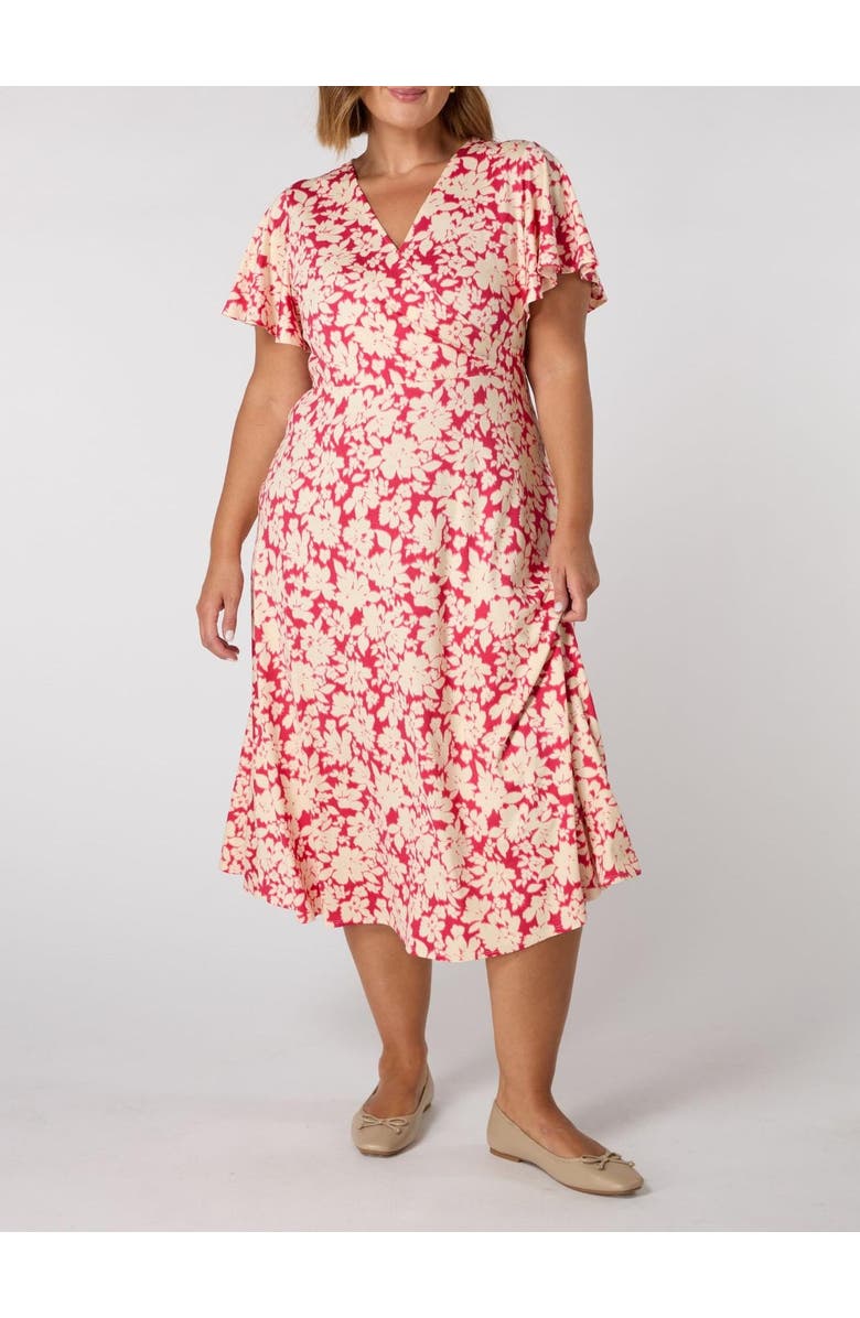 Live Unlimited Floral Print Flutter Sleeve Wrap Dress, Alternate, color, Print