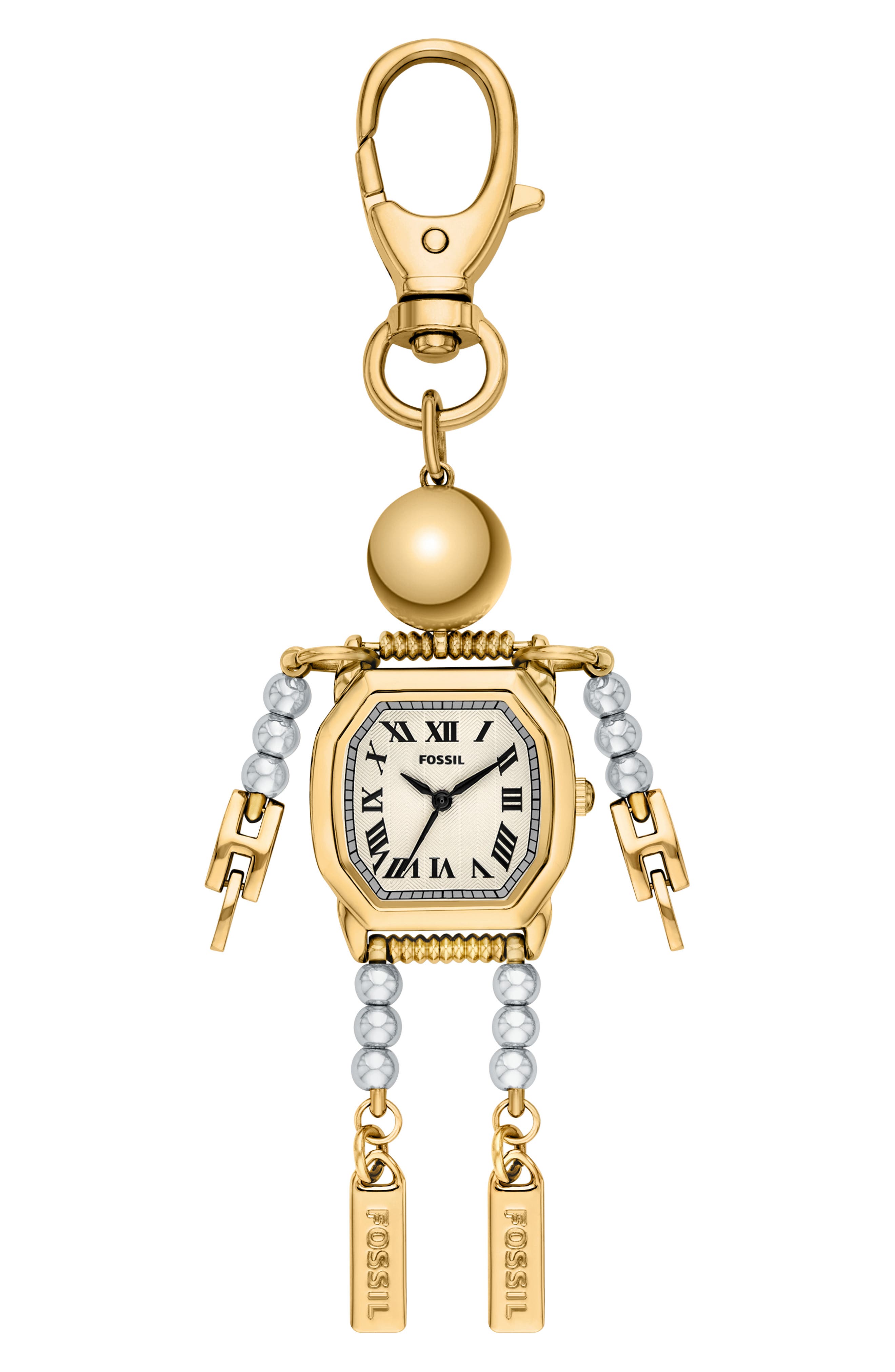 Harlow Robot Bag Charm Watch, 27mm, Main, color, GOLD