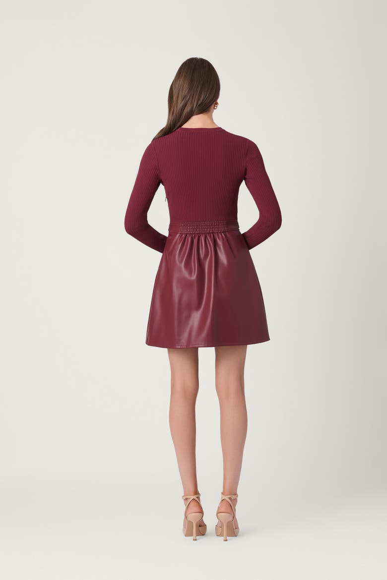 Leather Knit Mixed Media Merritt Dress, Alternate, color, Burgundy