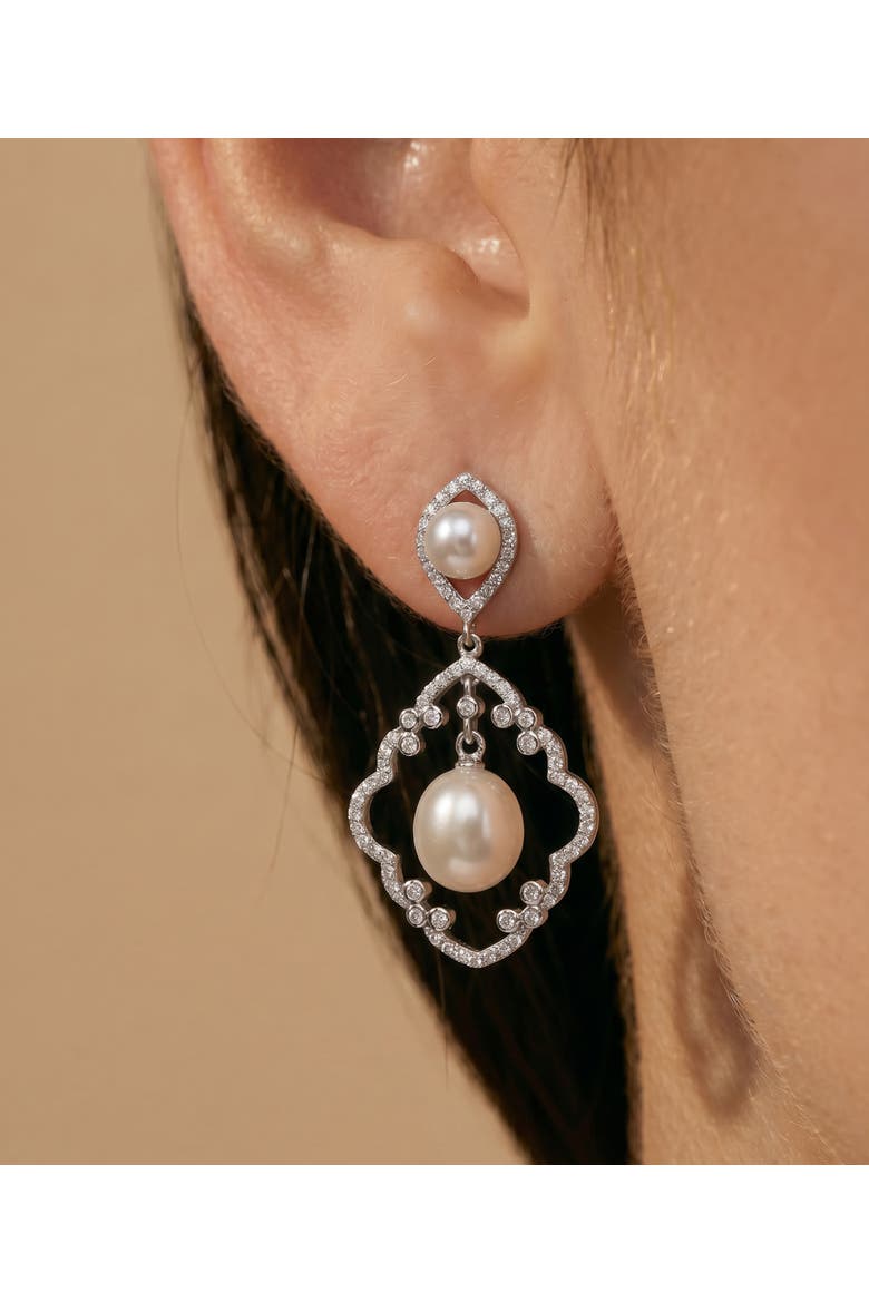 White Freshwater Pearl Elite Earrings, Alternate, color, Sterling Silver