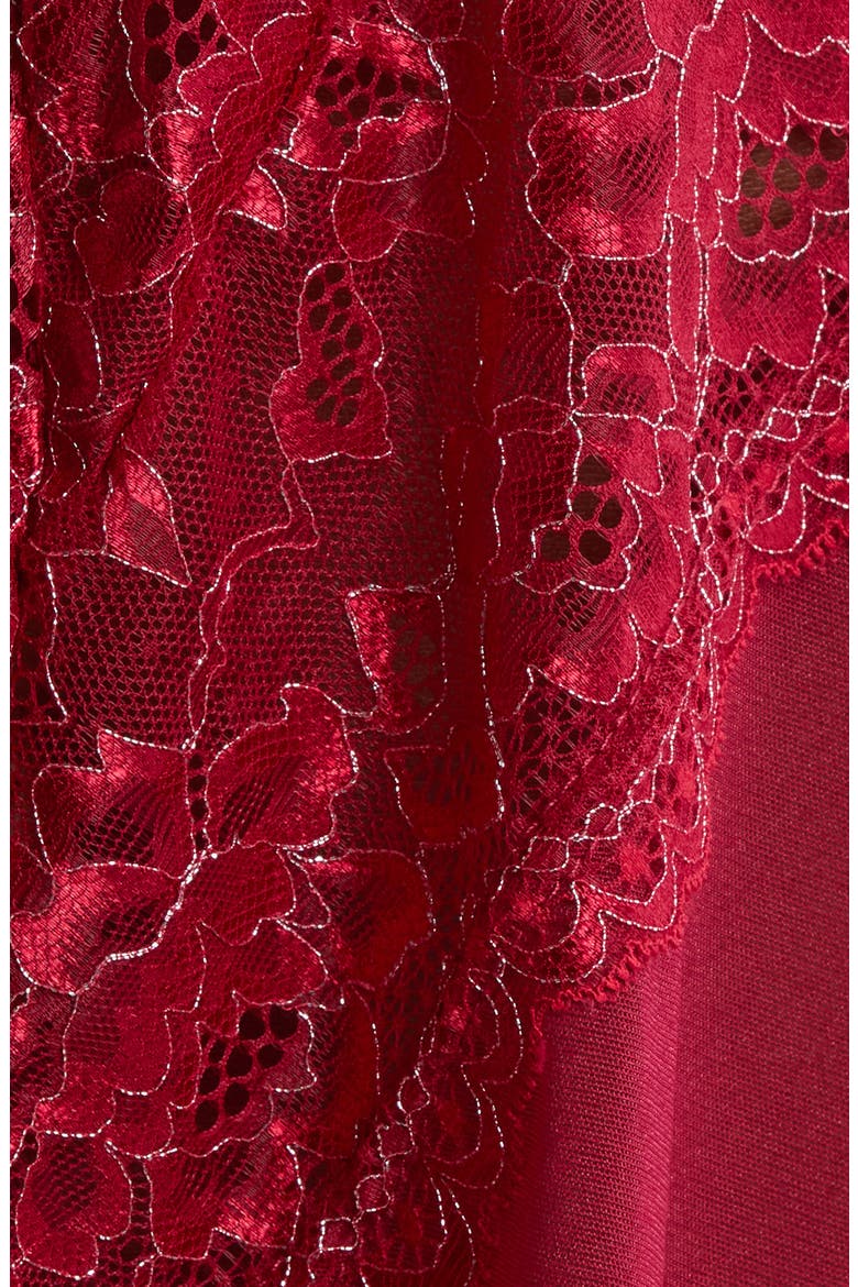 Floral Lace Babydoll Chemise & Thong Set, Alternate, color, RED