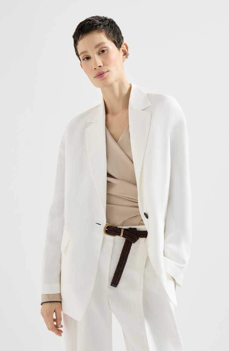 Brunello Cucinelli Fluid twill blazer, Alternate, color, Panama