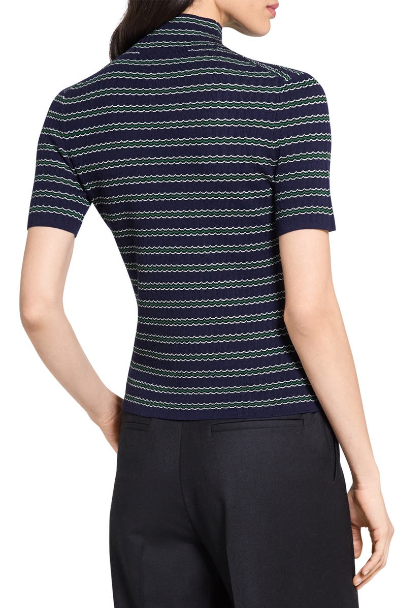 Theory Leenda Stripe Merino Wool Mock Neck Sweater, Alternate, color, Deep Navy Multi