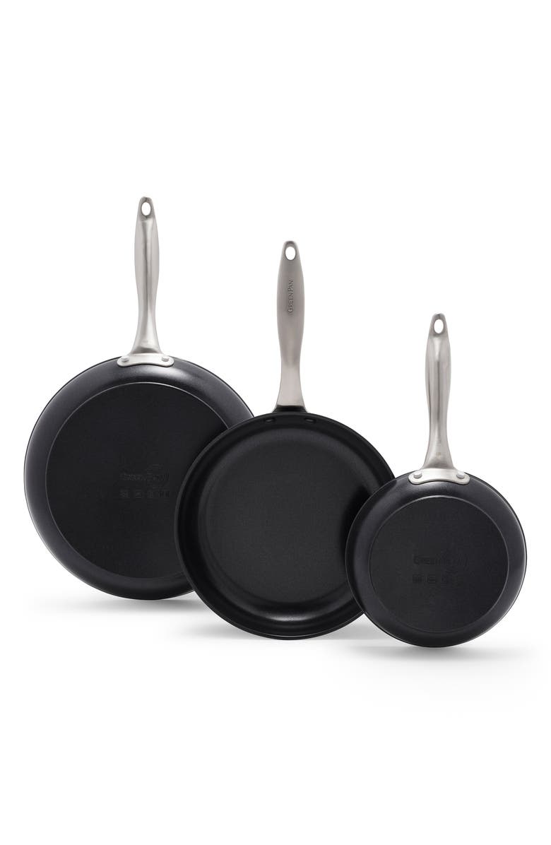 GreenPan Infinite Set of 3 Hard Anodized Fry Pans, Main, color,