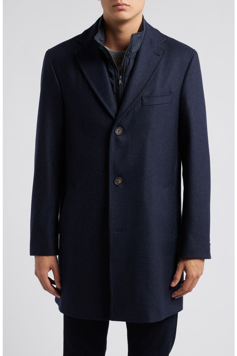 Delroy Wool Topcoat with Removable Bib, Main, color, NAVY