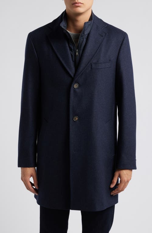 Jack Victor Delroy Wool Topcoat with Removable Bib in Navy 