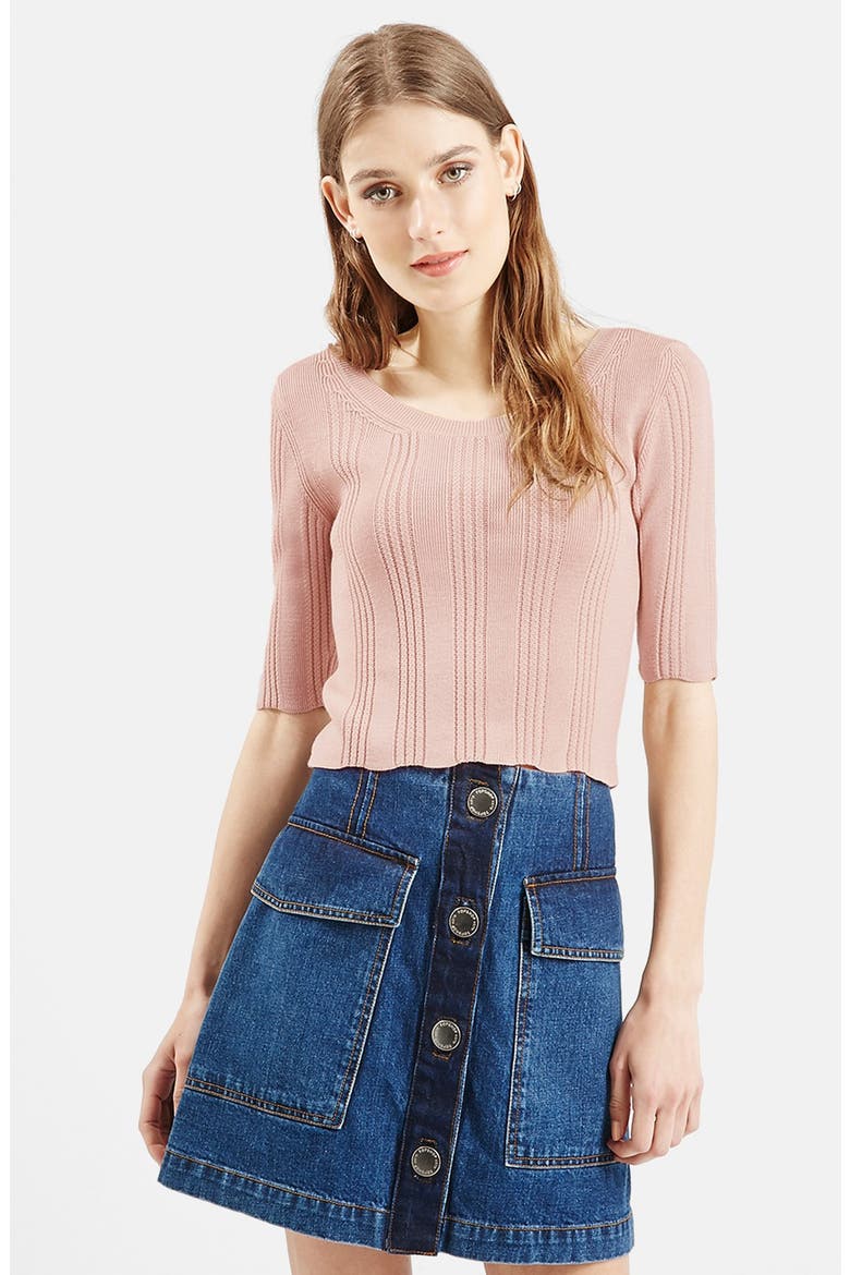 '70s Scoop Neck Crop Top (Nordstrom Exclusive), Main, color, PALE PINK