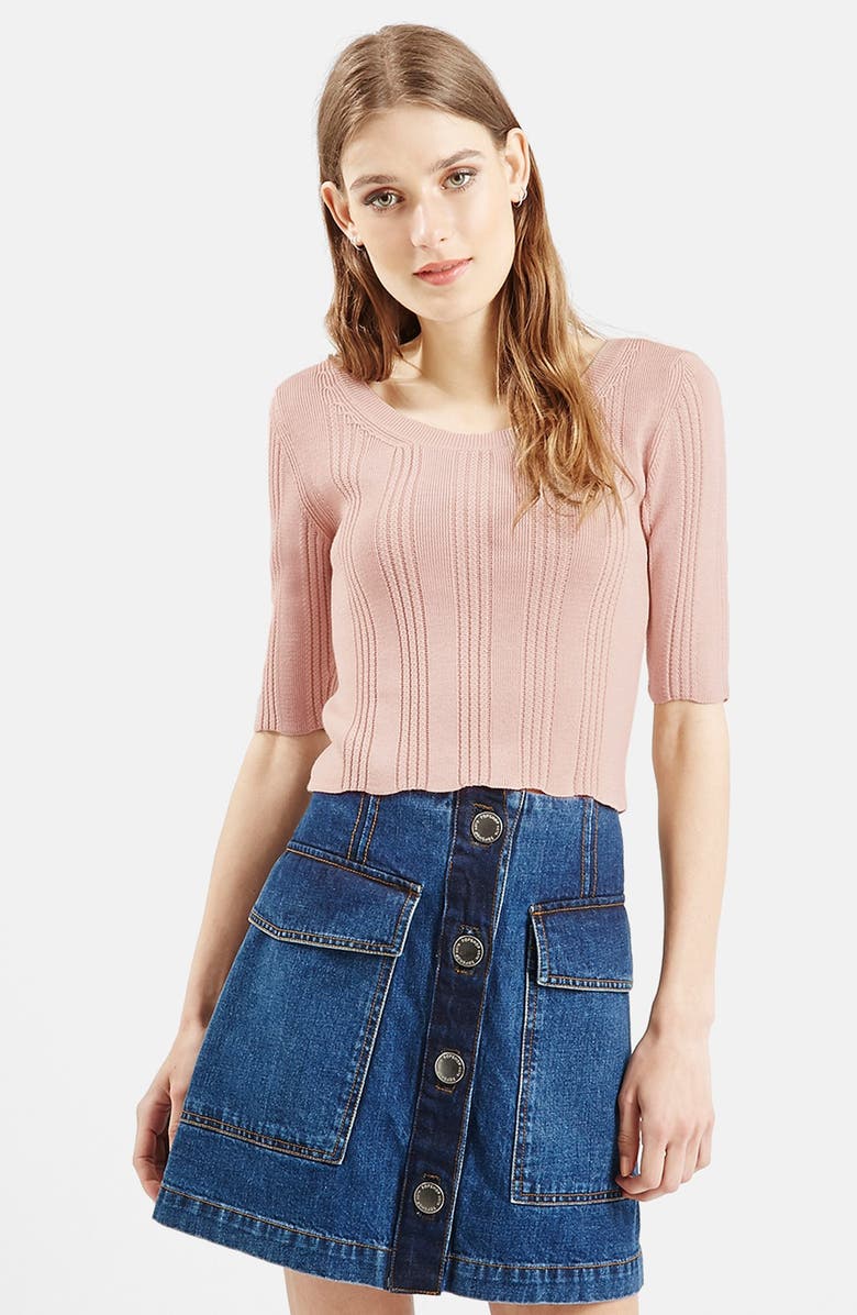 Topshop '70s Scoop Neck Crop Top, Main, color,
