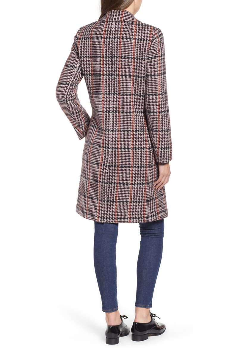 Plaid Single Breasted Topcoat, Alternate, color, CABERNET PLAID