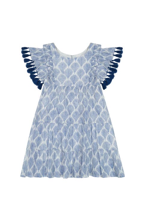 Sophie Girl's Tassel Dress Navy Feather