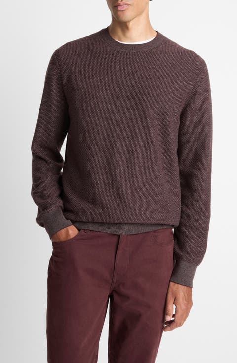 Geometric Jacquard Wool & Cotton Blend Crewneck Sweater