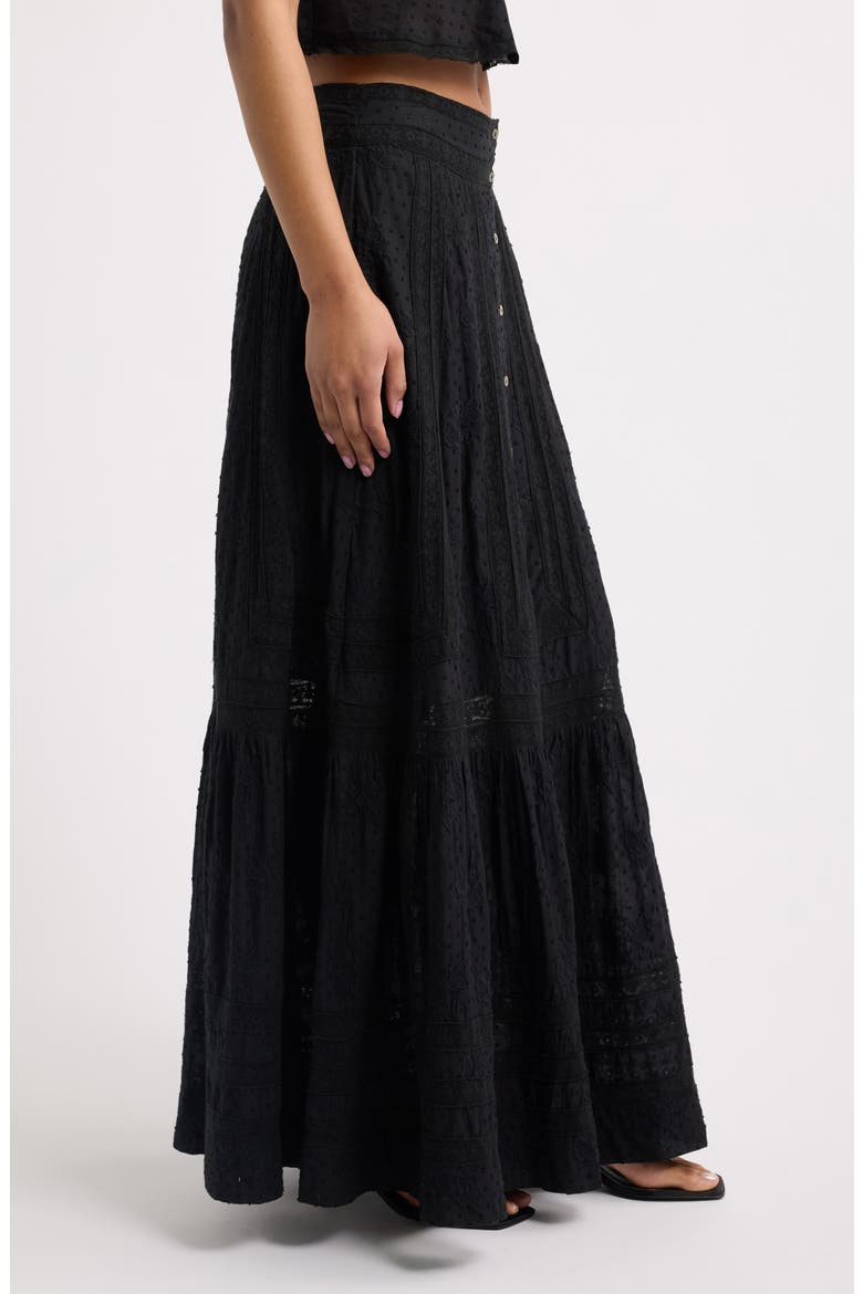 Araminta Lace Clip Dot Maxi Skirt, Alternate, color, BLACK