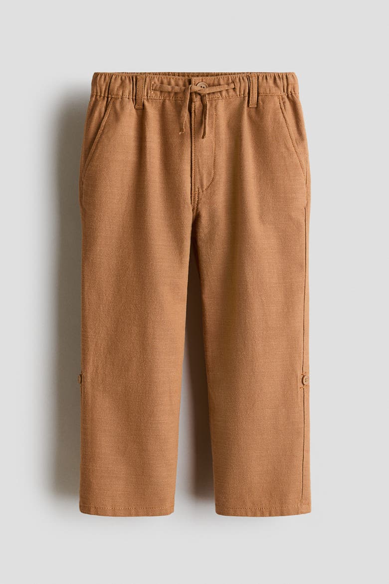 Cotton Roll-up Trousers, Alternate, color, Dark beige