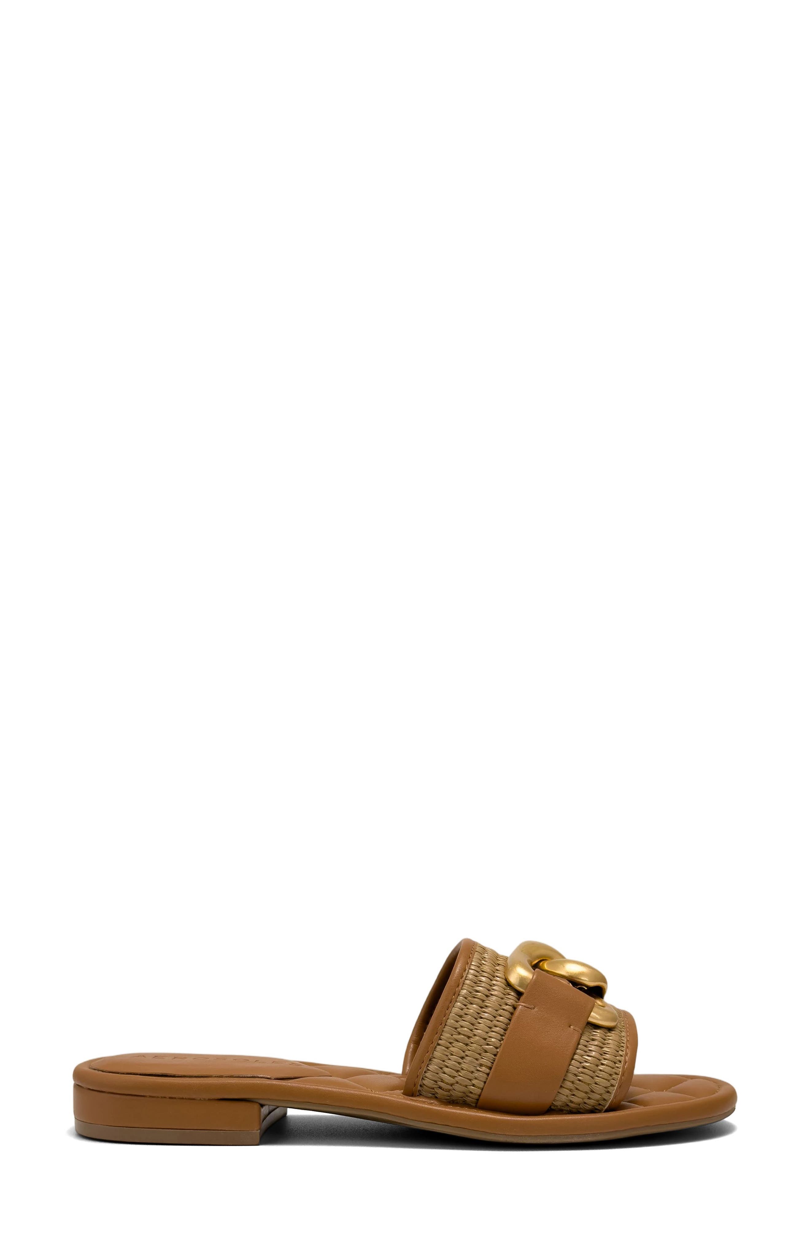 Big Charm Link Slide Sandal, Alternate, color, TAN BASKET RAFFIA
