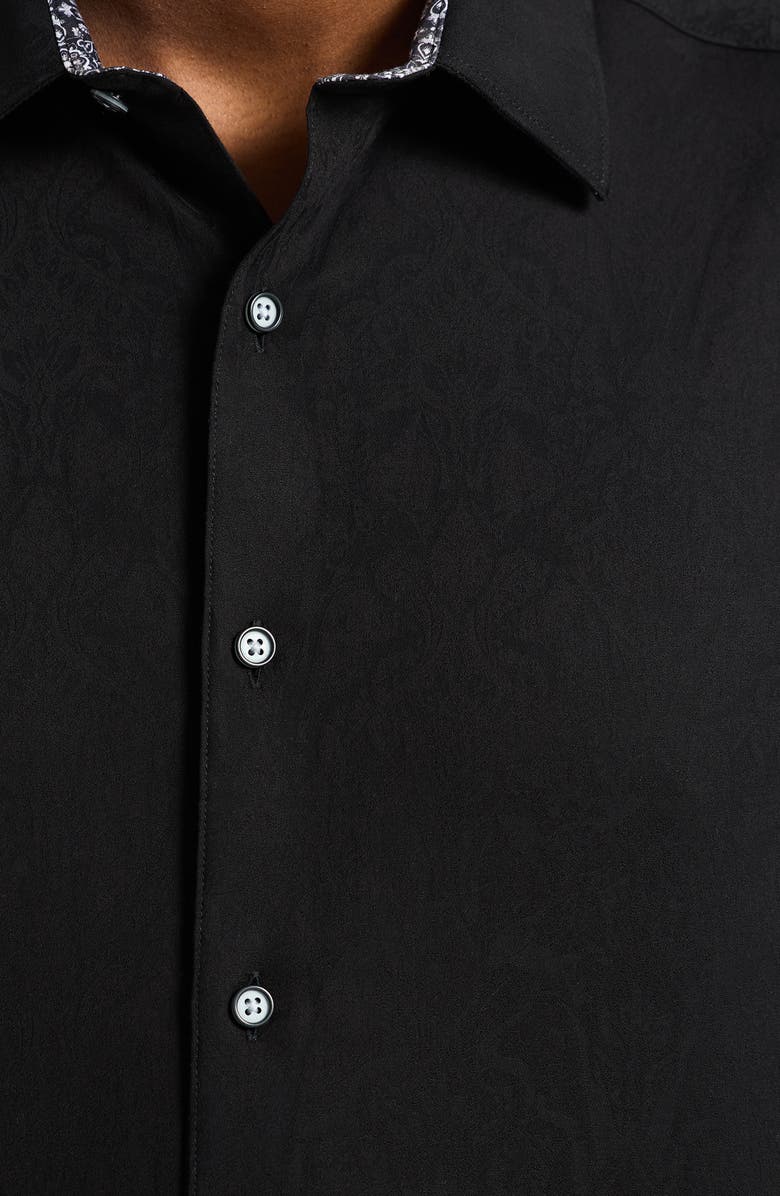 Robert Graham Highland Woven Button-Up Shirt, Alternate, color, Black
