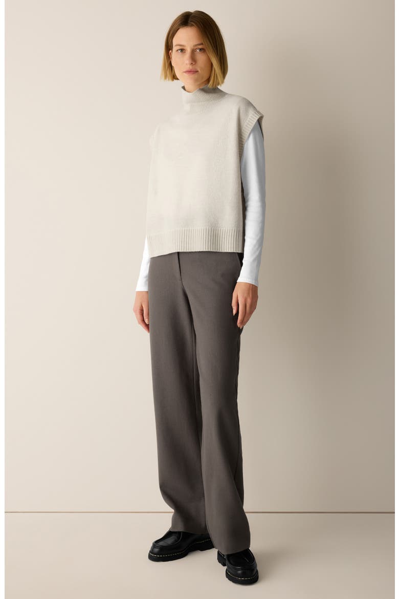 Turtleneck Cap Sleeve Wool Sweater, Alternate, color, PLASTER