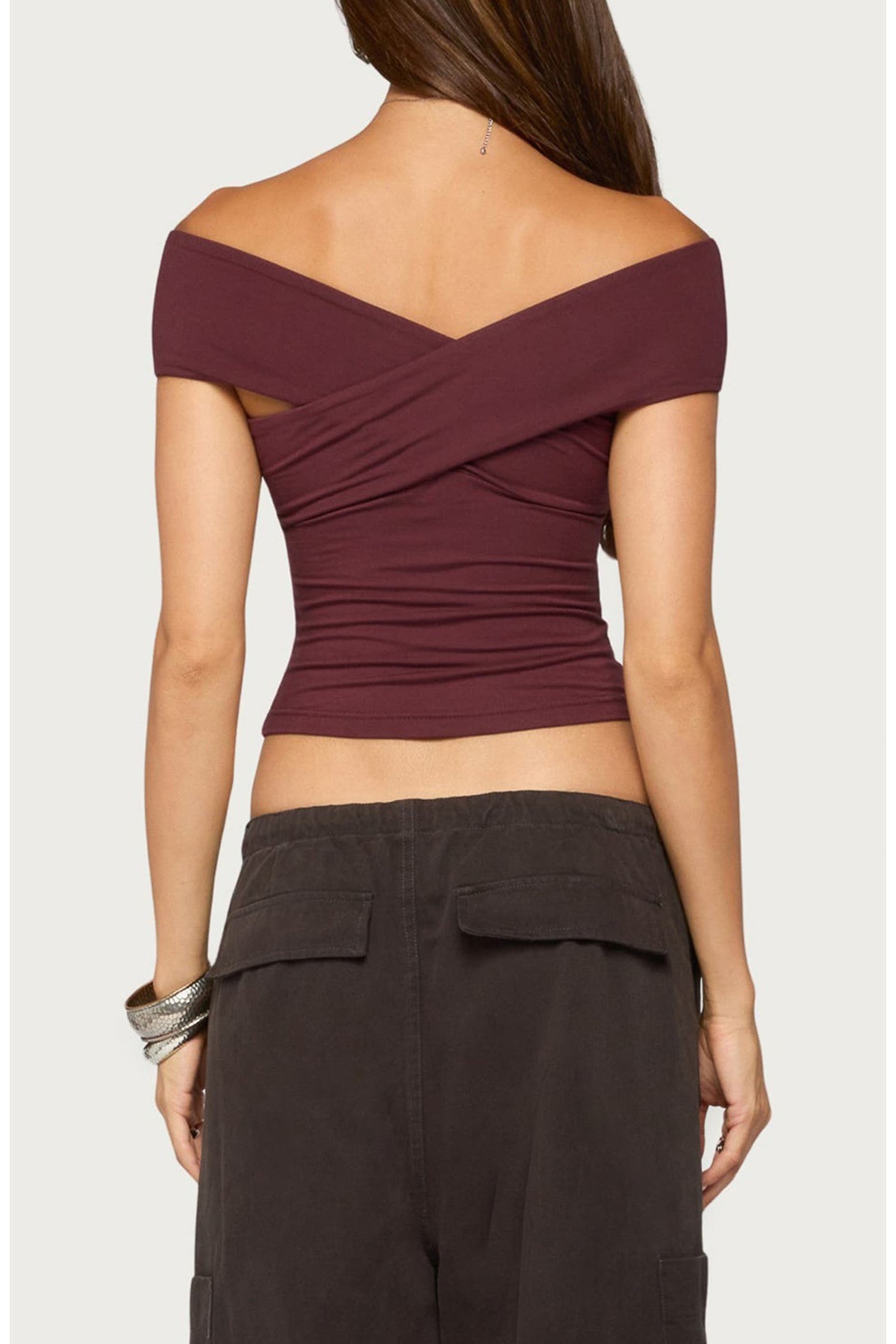 Wrapped Off Shoulder EDIKTED Kamrynn Off Shoulder Wrap Top (Women) | Nordstrom