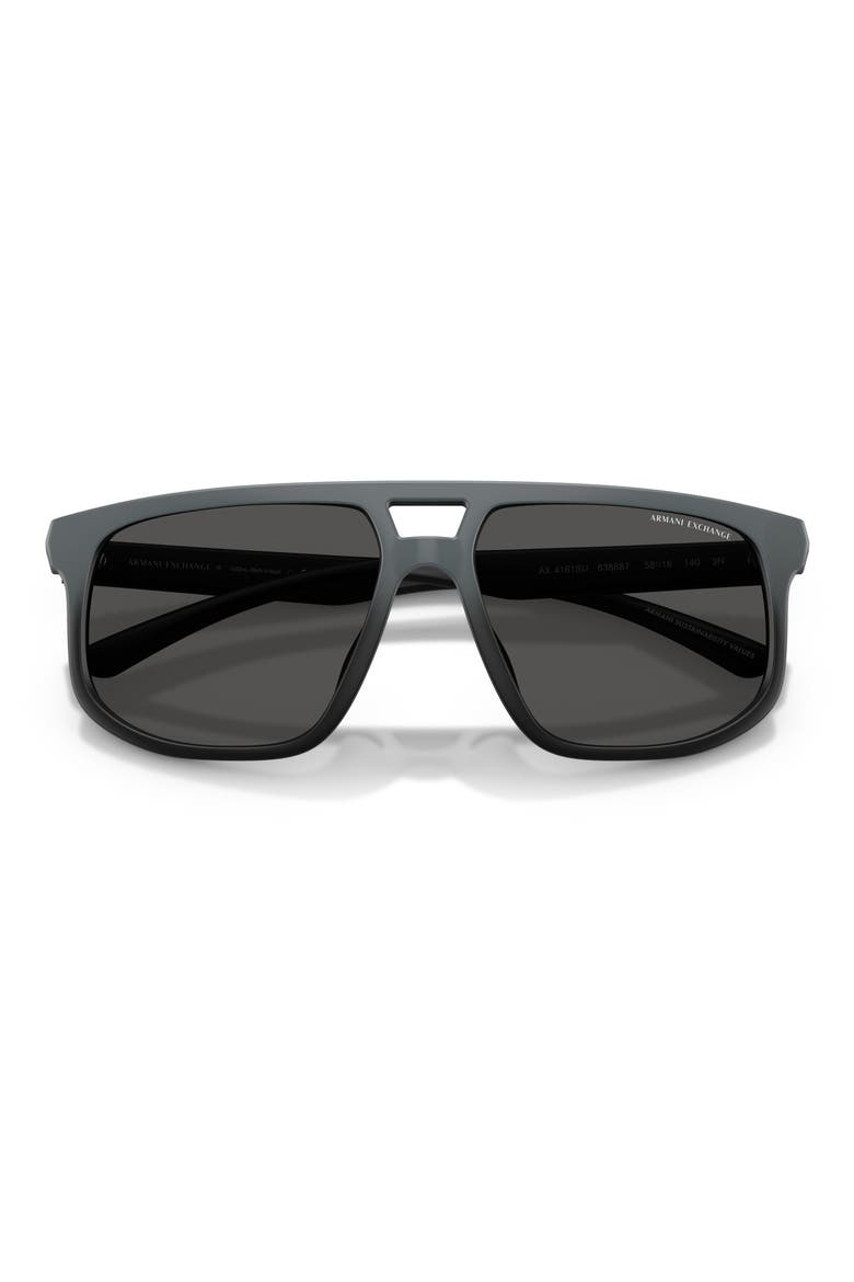 58mm Pilot Sunglasses, Alternate, color, MATTE GREY BLACK / DARK GREY