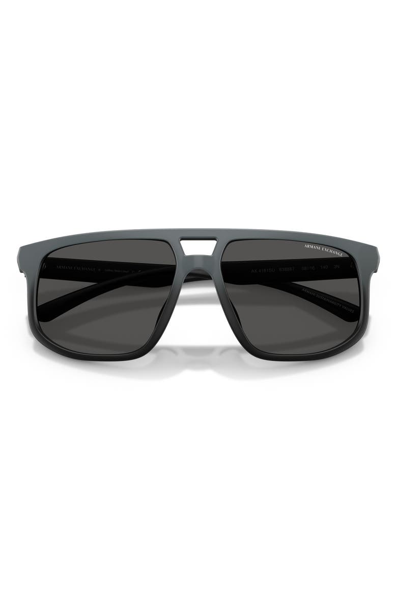 AX Armani Exchange 58mm Pilot Sunglasses, Alternate, color, Matte Grey Black / Dark Grey