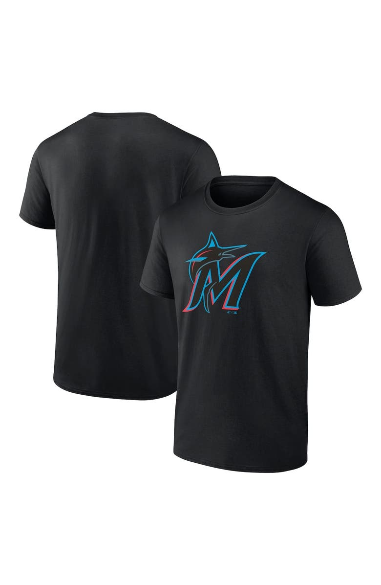 PROFILE Men's Profile Black Miami Marlins Big & Tall Primary Logo T-Shirt, Main, color, Black