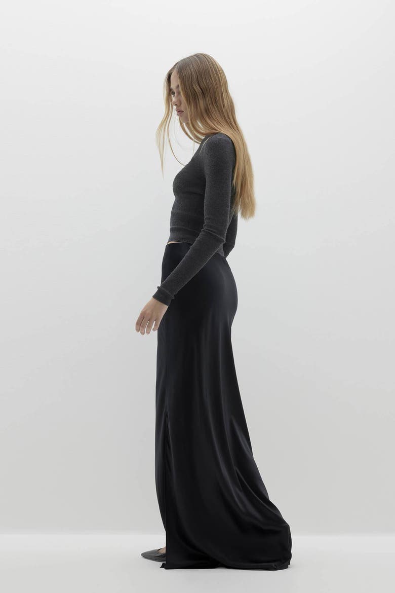 Siren Silk Maxi Skirt, Alternate, color, Black