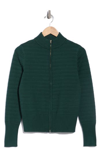 By Design Mason Full Zip Sweater In Green