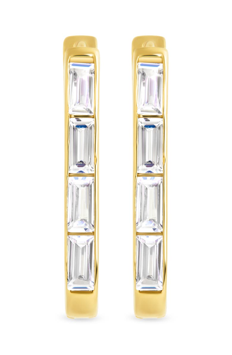 Sterling Forever Roxanne Cubic Zirconia Hoop Earrings, Alternate, color, Gold