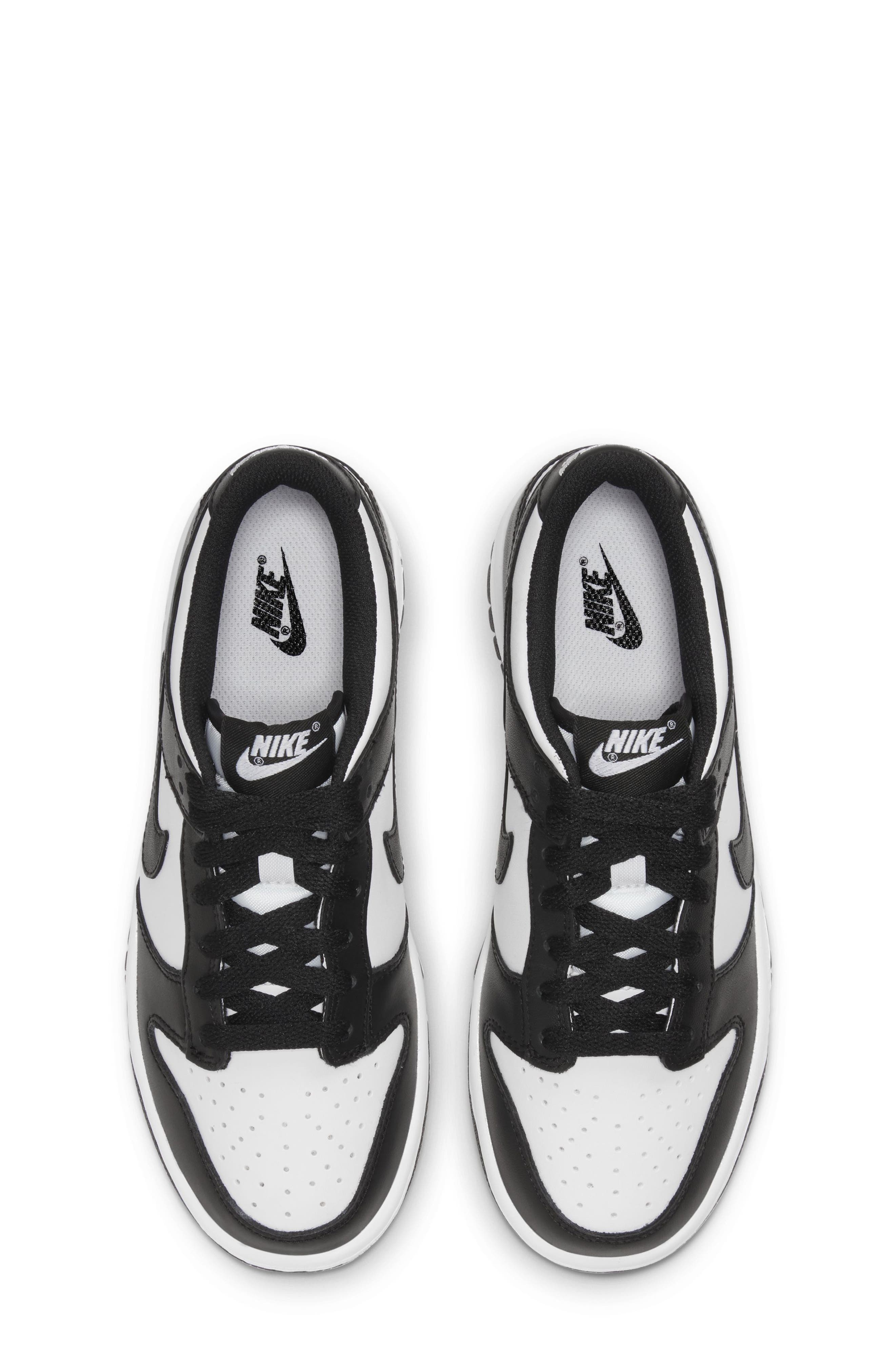 Kids' Dunk Low Basketball Sneaker, Alternate, color, 100 WHITE/BLACK