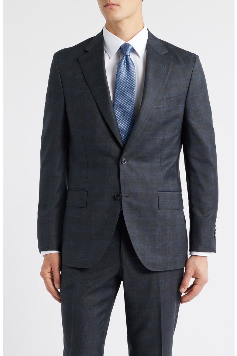 Hartford Classic Fit Charcoal Plaid Wool Suit, Alternate, color, CHARCOAL