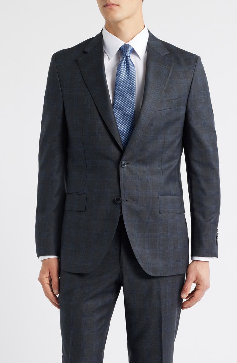 Peter Millar Hartford Classic Fit Charcoal Plaid Wool Suit, Alternate, color, Charcoal