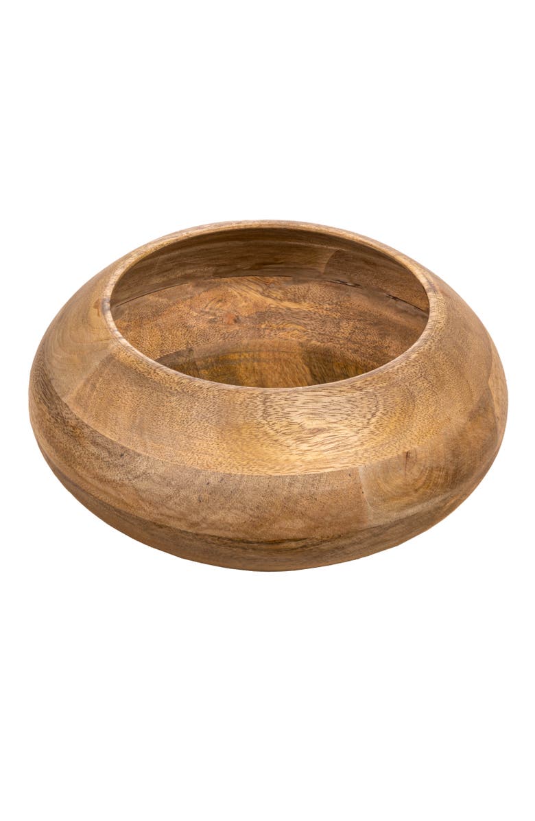 Storied Home Modern Round Wood Bowl, Natural Finish, Main, color, Natural