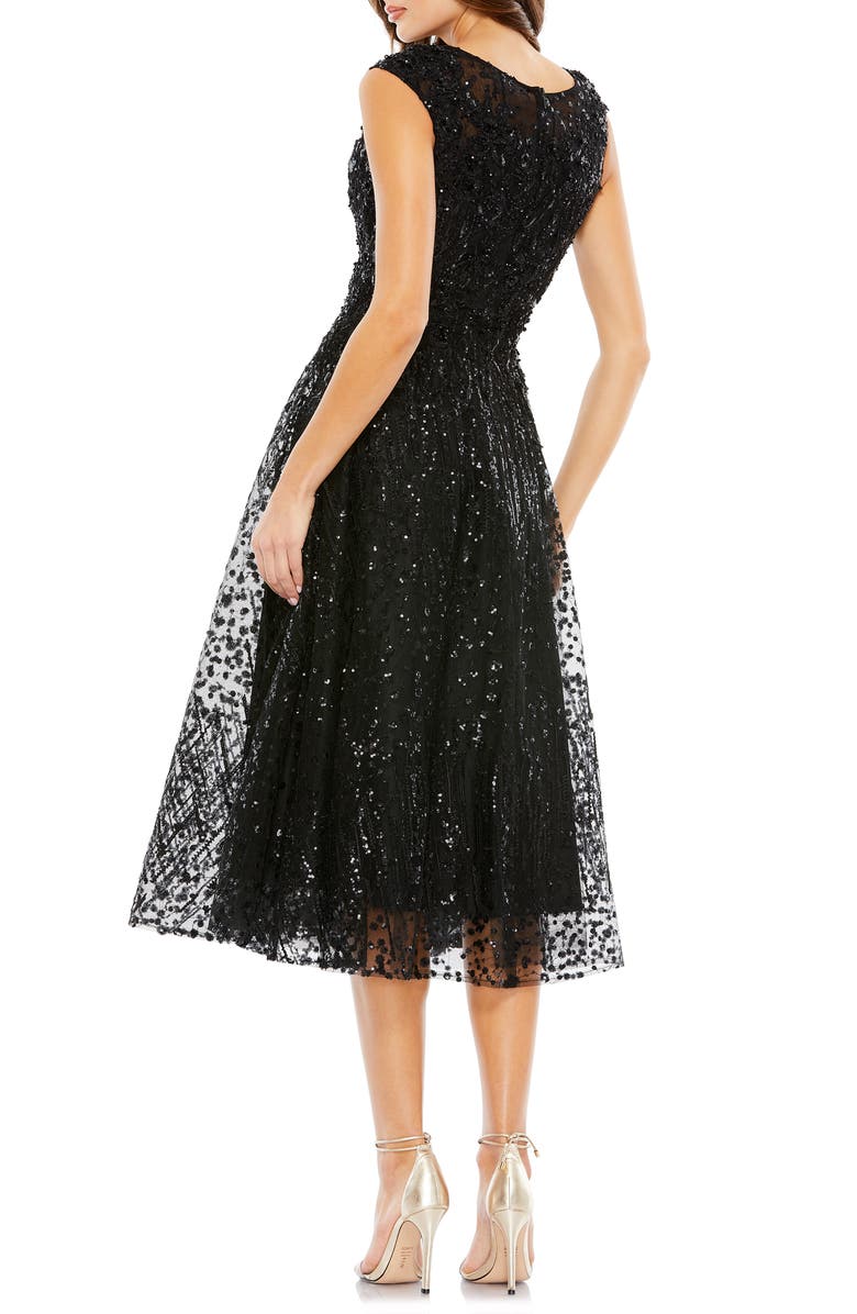 Mac Duggal Sequin Cap Sleeve Fit & Flare Cocktail Dress, Alternate, color, 