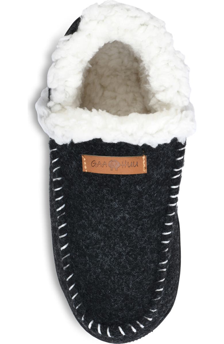 GAAHUU Faux Fur Moc Toe Slipper, Alternate, color, Black
