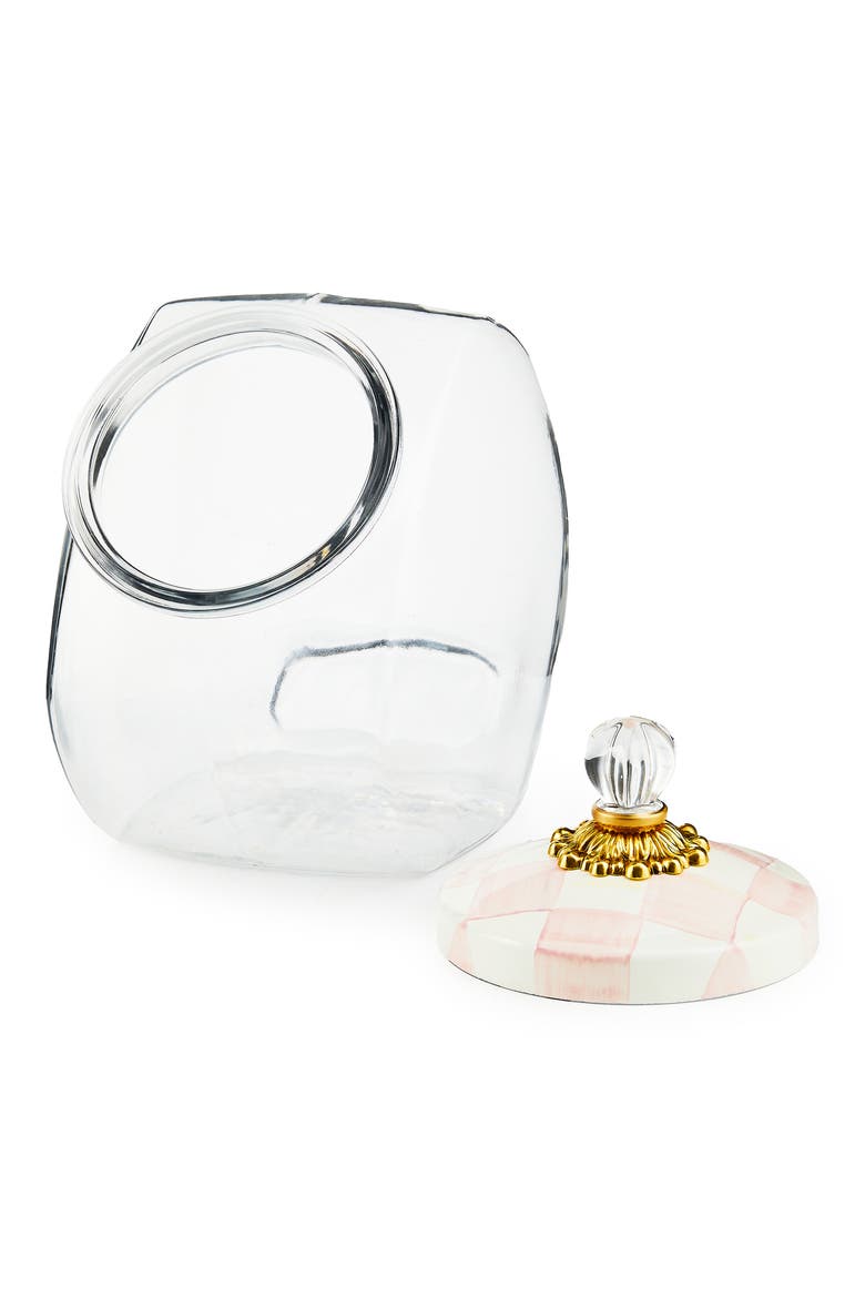 Cookie Jar with Rosy Check Lid, Alternate, color, PINK/ WHITE