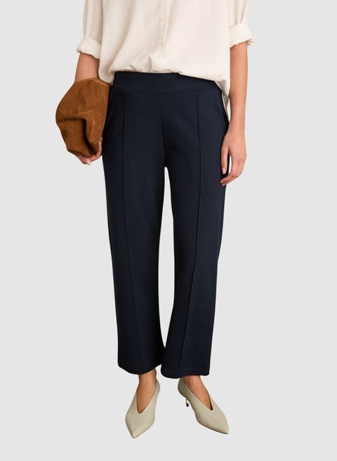 Ebru Ponte Straight Leg Crop Trousers
